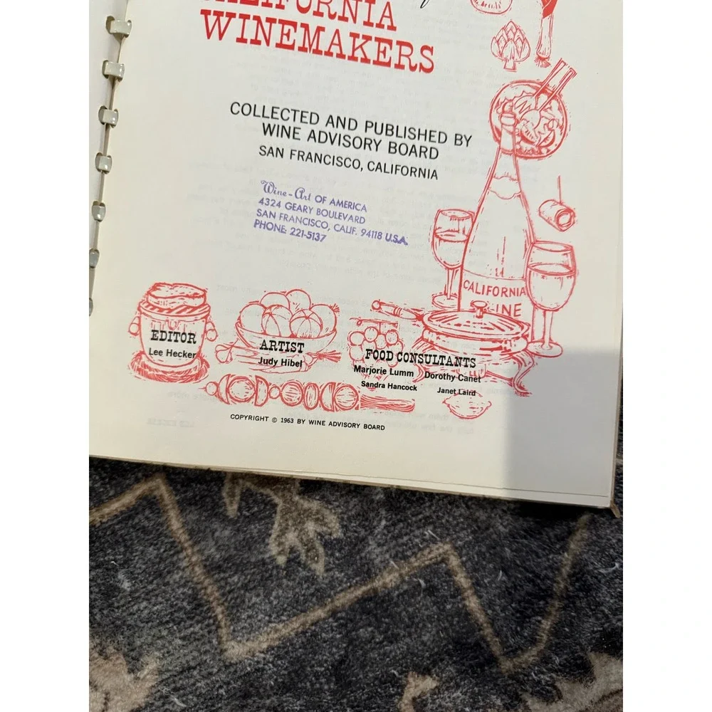 Vintage 1963 Favorite Recipes of California Winemakers Spiral Cookbook 1st Ed